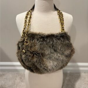 Apt. 9 Faux Fur Shoulder Bag with Gold Chain